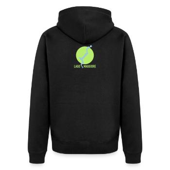 LAGO MAGGIORE - Italy / Switzerland - Unisex Premium Organic Zip Hoodie - black - Back - Nico (187cm)