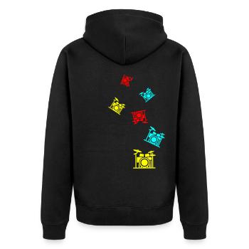 Schlagzeug - Unisex Premium Bio Zip Hoodie - Schwarz - Hinten - Nico (187cm)