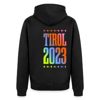 Tyrol 2023 - Unisex Premium Organic Zip Hoodie - black - Back - Nico (187cm)