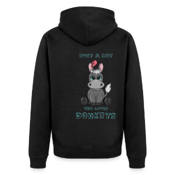 Just A Boy Who Loves Donkeys - Unisex Premium Organic Zip Hoodie - black - Back - Nico (187cm)