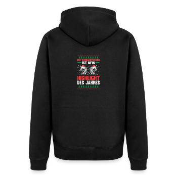 Weihnachtsmann Angeln Weihnachtsfest Weihnachten - Unisex Premium Bio Zip Hoodie - Schwarz - Hinten - Nico (187cm)