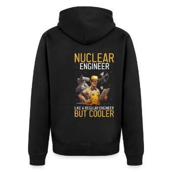 Kernenergie Spruch für Kernenergie - Unisex Premium Bio Zip Hoodie - Schwarz - Hinten - Nico (187cm)