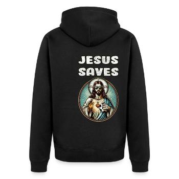 Jésus Soccer Cadeau Drôle Football Dieu Jésus Citation - Veste à capuche bio Premium Unisexe - noir - Dos - Nico (187cm)