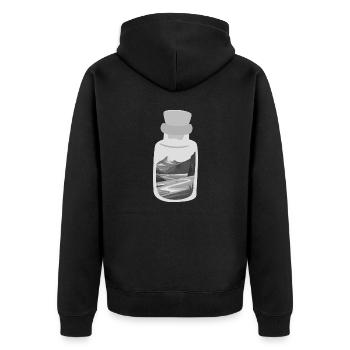 Flaschenpost mit Bergen - Unisex Premium Bio Zip Hoodie - Schwarz - Hinten - Nico (187cm)