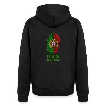 Portugal DNA - Unisex Premium Organic Zip Hoodie - black - Back - Nico (187cm)