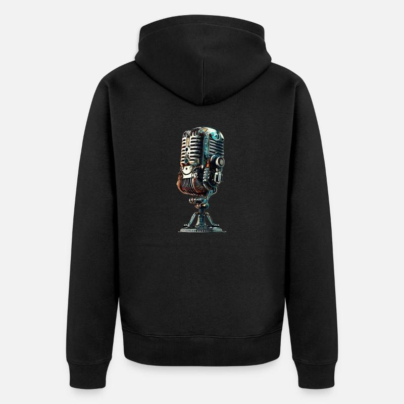 Microphone - Unisex Premium Organic Zip Hoodie - black