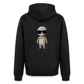 Mumie Halloween Sonnenbrille - Unisex Premium Bio Zip Hoodie - Schwarz - Hinten - Nico (187cm)