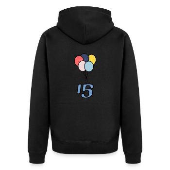 15. 15 ANS. 15e ANNIVERSAIRE. ANNIVERSAIRE 15 ANS. - Veste à capuche bio Premium Unisexe - noir - Dos - Nico (187cm)