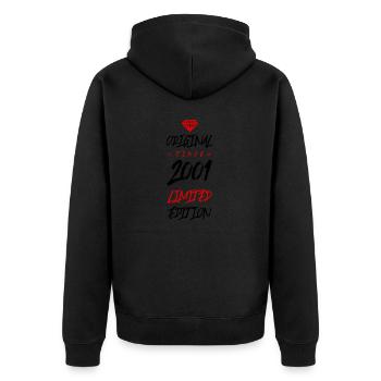 2001 limited edition - Unisex Premium Bio Zip Hoodie - Schwarz - Hinten - Nico (187cm)