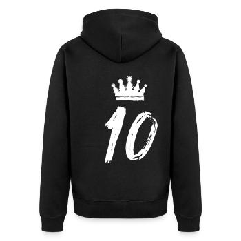 10 Zahl Krone - Unisex Premium Bio Zip Hoodie - Schwarz - Hinten - Nico (187cm)
