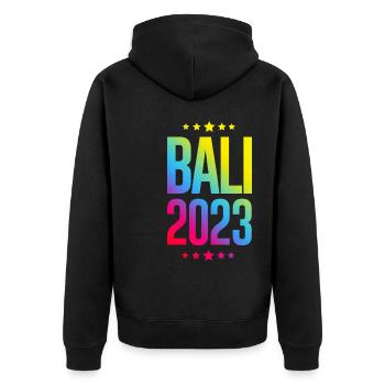 Bali 2023 - Unisex Premium Bio Zip Hoodie - Schwarz - Hinten - Nico (187cm)