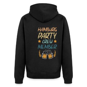 Hamburg Party Crew - Unisex Premium Bio Zip Hoodie - Schwarz - Hinten - Nico (187cm)