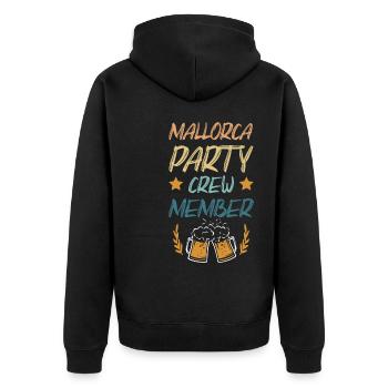 Mallorca Party Crew - Unisex Premium Bio Zip Hoodie - Schwarz - Hinten - Nico (187cm)