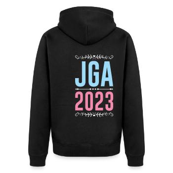 Jga 2023 Junggesellenabschied - Unisex Premium Bio Zip Hoodie - Schwarz - Hinten - Nico (187cm)