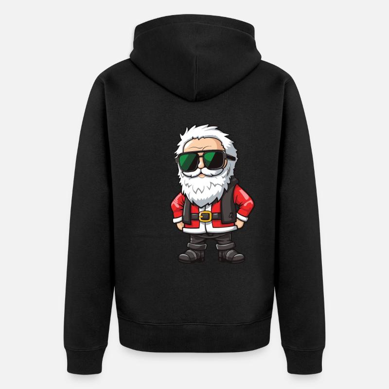 Weihnachtsmann Comic Santa - Unisex Premium Bio Zip Hoodie - Schwarz