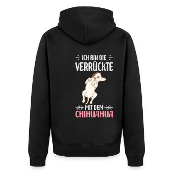 Chihuahua Liebhaber | Haustier Hunde Hund Geschenk - Unisex Premium Bio Zip Hoodie - Schwarz - Hinten - Nico (187cm)