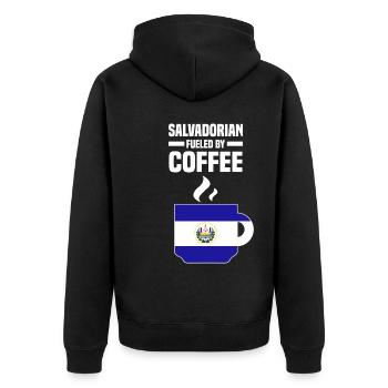El Salvador - Unisex Premium Bio Zip Hoodie - Schwarz - Hinten - Nico (187cm)