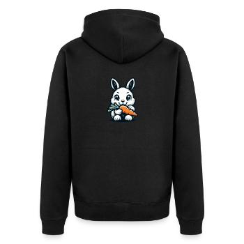 Die süße Häsin Helene - Unisex Premium Bio Zip Hoodie - Schwarz - Hinten - Nico (187cm)