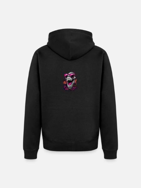 Dino-Schädel - Unisex Premium Bio Zip Hoodie - Schwarz