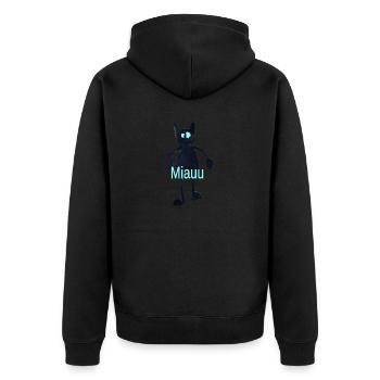 Miau - Unisex Premium Bio Zip Hoodie - Schwarz - Hinten - Nico (187cm)