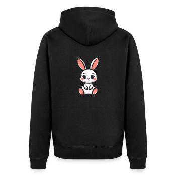 Rabbit Rabbit - Unisex Premium Organic Zip Hoodie - black - Back - Nico (187cm)