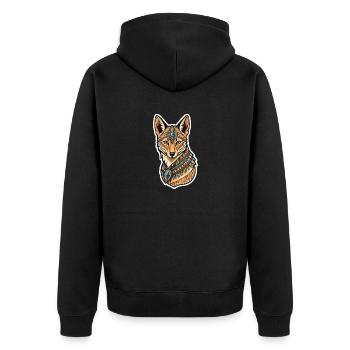 Ägyptischer Schakal Neo Traditional - Unisex Premium Bio Zip Hoodie - Schwarz - Hinten - Nico (187cm)