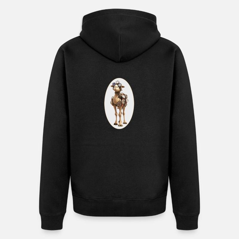 Kamel Zeit - Unisex Premium Bio Zip Hoodie - Schwarz