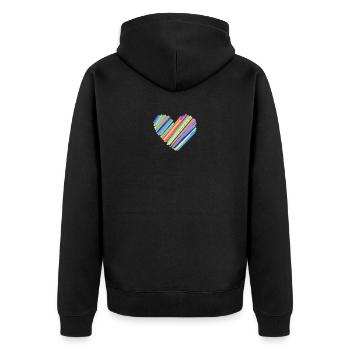 Bunter Herzschlag - Unisex Premium Bio Zip Hoodie - Schwarz - Hinten - Nico (187cm)