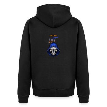 Heben Sie wie ein Biest - Unisex Premium Bio Zip Hoodie - Schwarz - Hinten - Nico (187cm)