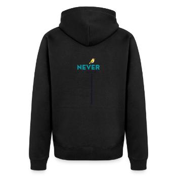 never give up bird - Unisex Premium Bio Zip Hoodie - Schwarz - Hinten - Nico (187cm)