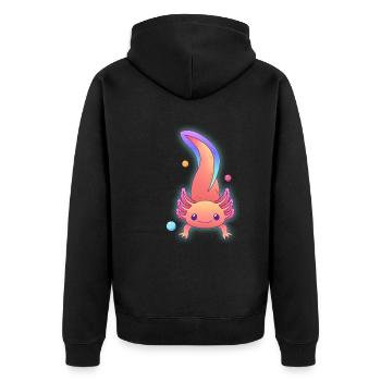 Farbenfrohes Axolotl-Design für Axolotl-Liebhaber - Unisex Premium Bio Zip Hoodie - Schwarz - Hinten - Nico (187cm)