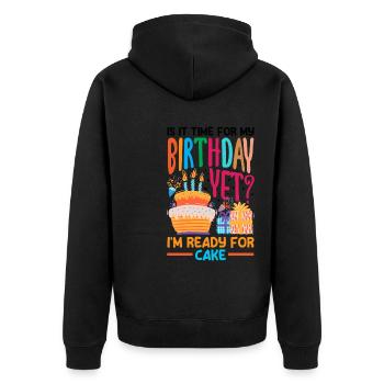Ready for Cake Celebration - Unisex Premium Bio Zip Hoodie - Schwarz - Hinten - Nico (187cm)