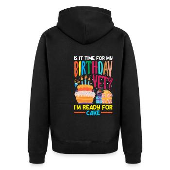 Ready for Cake Celebration - Unisex Premium Bio Zip Hoodie - Schwarz - Hinten - Nico (187cm)