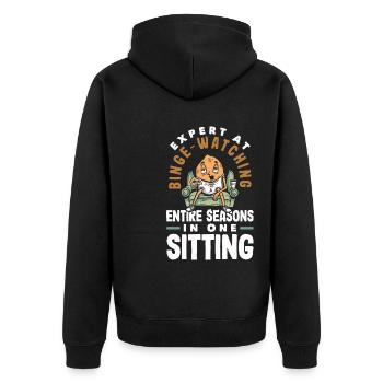 Expert at Binge-Watching Funny Potato - Unisex Premium Organic Zip Hoodie - black - Back - Nico (187cm)