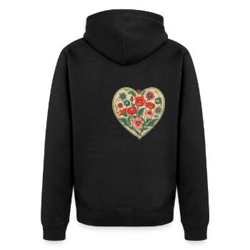 Hungarian flowers, flowers, flower heart, vintage - Unisex Premium Organic Zip Hoodie - black - Back - Nico (187cm)