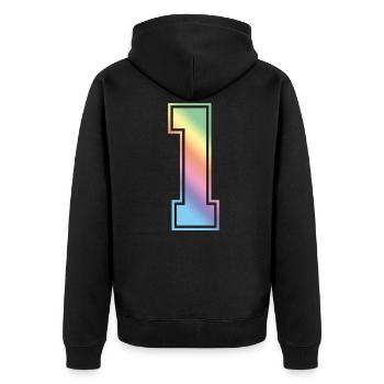 1 number Colorful - Unisex Premium Organic Zip Hoodie - black - Back - Nico (187cm)