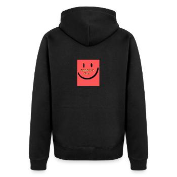 Smile it is for Free - Unisex Premium Organic Zip Hoodie - black - Back - Nico (187cm)