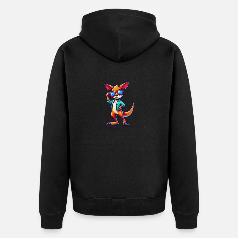 Kangaroo Comic Sonnenbrille - Unisex Premium Bio Zip Hoodie - Schwarz