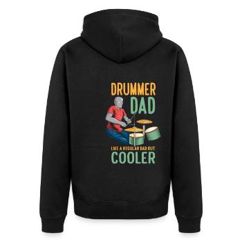Funny Drummer Dad Drumming Father Daddy - Unisex Premium Bio Zip Hoodie - Schwarz - Hinten - Nico (187cm)