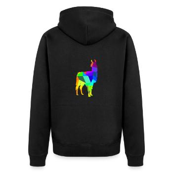 Alpaka Regenbogen Tiere Polygon - Unisex Premium Bio Zip Hoodie - Schwarz - Hinten - Nico (187cm)