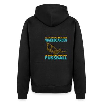 Als Gott sah, dass nur die besten Wakeboarden .. - Unisex Premium Bio Zip Hoodie - Schwarz - Hinten - Nico (187cm)