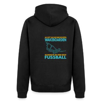 Als Gott sah, dass nur die besten Wakeboarden .. - Unisex Premium Bio Zip Hoodie - Schwarz - Hinten - Nico (187cm)