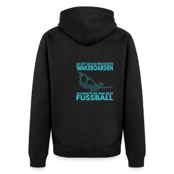 Als Gott sah, dass nur die besten Wakeboarden .. - Unisex Premium Bio Zip Hoodie - Schwarz - Hinten - Nico (187cm)