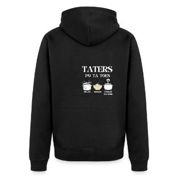 Taters Po-ta-toes Kartoffeln Essen Kartoffel-Tate Pommes frites - Unisex Premium Bio Zip Hoodie - Schwarz - Hinten - Nico (187cm)