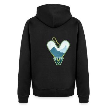 klettersteig via ferrata gipfel - Unisex Premium Bio Zip Hoodie - Schwarz - Hinten - Nico (187cm)