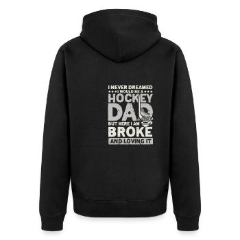 Hockey Dad - Unisex Premium Organic Zip Hoodie - black - Back - Nico (187cm)