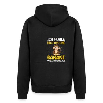Arbeit Bauarbeiter Affe Banane - Unisex Premium Bio Zip Hoodie - Schwarz - Hinten - Nico (187cm)