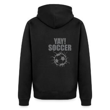 Fußball-Pause - Unisex Premium Bio Zip Hoodie - Schwarz - Hinten - Nico (187cm)