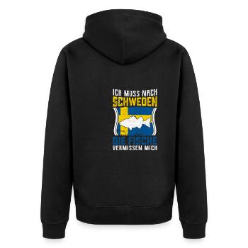 Angeln in Schweden Angeltrip Geschenk - Unisex Premium Bio Zip Hoodie - Schwarz - Hinten - Nico (187cm)