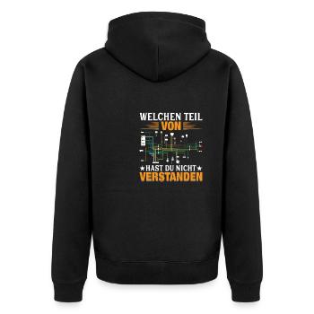 Elektriker Elektroniker Geschenk - Unisex Premium Bio Zip Hoodie - Schwarz - Hinten - Nico (187cm)